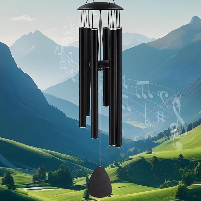 MFEESYOB Wind Chimes for Outside, Large Aluminum Wind Chimes – Deep Tones & Soothing Melodies Ideal for Garden, Patio Decor, and Windchimes Outdoors for Loss of Loved One (32'' Black)