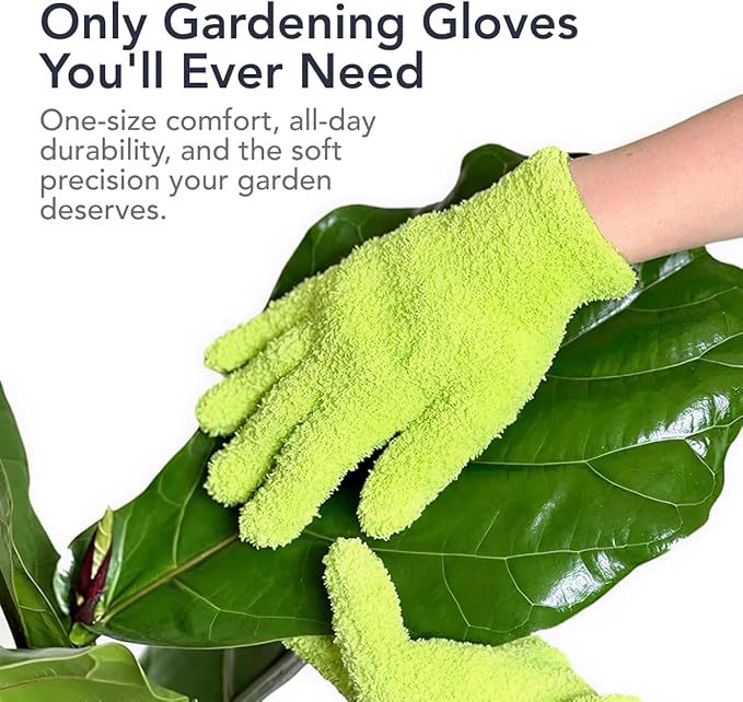 Flora Microfiber Dusting Gloves for Houseplants – Save Your Plants from Hidden Killers – Ultra-Gentle Microfiber Leaf Cleaners for Indoor Plants – Washable & Reusable