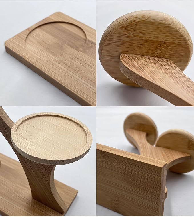 FLOWERPLUS Planter Pots Indoor, 3 Pack 3 Inch White Ceramic Decorative Small Round Succulent Cactus Flower Plant Pot with Tree Tier Bamboo Stand for Garden Kitchen Home Office Desk Decorations