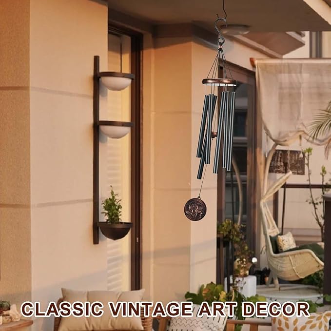 Wind Chimes for Outside, Vintage Deer Deep Tone Wind Chime Outdoor Clearance, Patio Porch Balcony Decoration, Garden Hanging Decor Gifts for Women Mom Grandma (34" Deer)