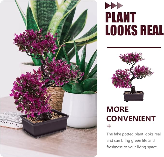 Cabilock Artificial Bonsai Tree, Small Fake Potted Bonsai Plants Decoration, Simulation Faux Greenery Plants Decor, Desktop Realistic Welcoming Pine Ornament for Home Office Entryway Chests Decor