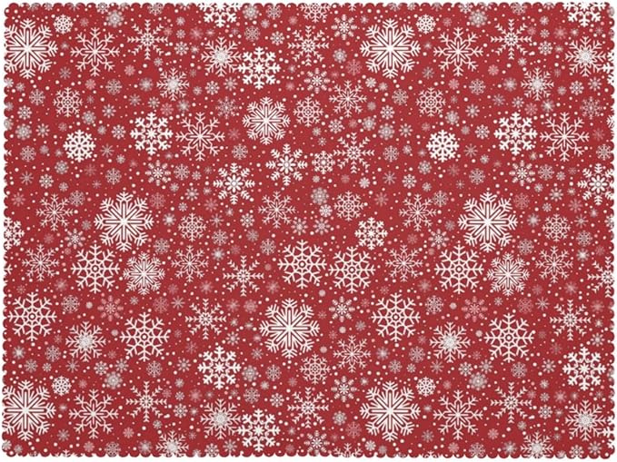Christmas Snowflake Tablecloth for Dining Tables, Reusable Red White Snowflakes Table Cloths Tabletop Decoration Winter Holiday Xmas Rectangle Table Cover for Home,Kitchen,Party,54x72 Inch