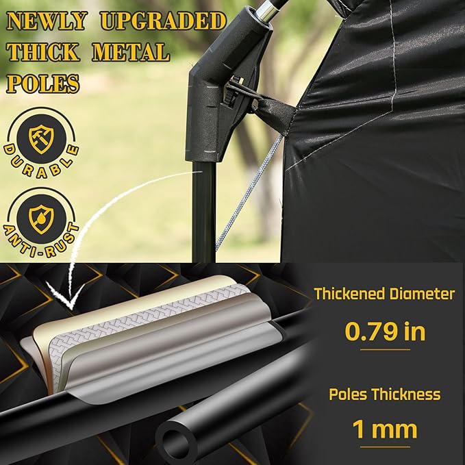 Happy Travel Bike Storage Tent, Outdoor 8×7×6.3ft Large 2-in-1 Portable Shed More 30% Top Space W/Double Doors with Mesh, Outside Lawn Mower Shelter and Bicycle Cover for Patio Furniture, Garden Tools