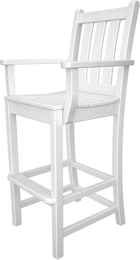 POLYWOOD® Traditional Garden Bar Chair, White