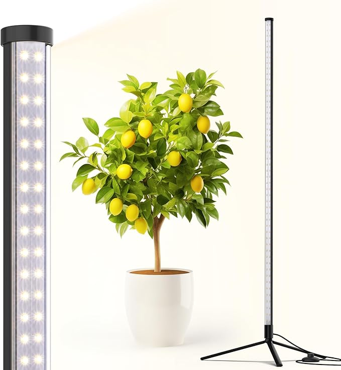 Barrina Vertical Grow Light T10, 42W 5000K, Full Spectrum LED Plant Light for Indoor,Standing Wide Coverage, 4FT Height with On/Off Switch and Tripod Floor Stand