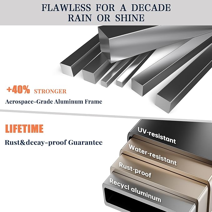 6 Piece Aluminum Patio Set with Swivel Rocking Chairs，All-Weather Outdoor Sofa, Deck Porch Furniture (Dark Grey)