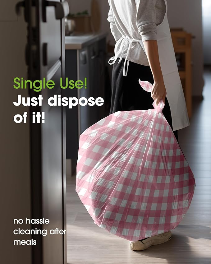 Pureegg Plastic Table Cloth Disposable 8 Pack, 54 x 108 Inch Table Cloths, Party, Picnic, Decorative Gingham Tablecloths, Rectangle, Pink and White Checkered Cover, Leakproof & Sturdy, Pink Plaid