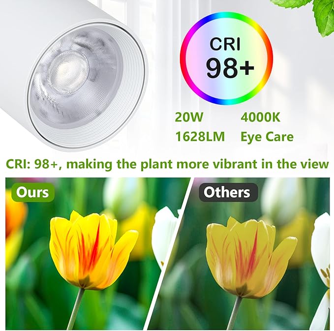 HMVPL White Grow Lights for Indoor Plants Full Spectrum,Tall Plant Light for Indoor Growing with 20W COB Plant Light Bulb,4/8/12H Timer,Led Growth Floor Lamp for Large Plant Seedling(6 Level Height)