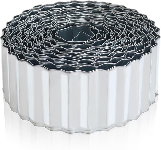 Metal Corrugated Garden Edging, 4" x 50Ft Garden Edging Border for Garden and Flower Bed, Landscape Edging for Grass Barrier, Sidewalk, Lawn and Yard, Silvery