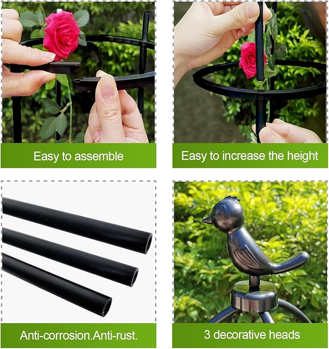 Tower Obelisk Garden Trellis for Climbing Plant,48inch Rustproof Fiberglass Potted Plant Support for Indoor Outdoor Vegetable Fruits Climbing Vines Flowers Stands Comes with 20 Ties (1 Pack)