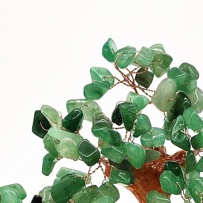 Feng Shui Quartz Crystal Money Tree Bonsai Style Decoration for Luck and Wealth (Green)