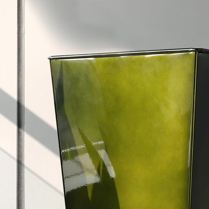 KOL 25'' & 28'' Tall Bright Glazed Planter with Insert, Set of 2, Galvanized Steel Planter Metal Pots with Drainage Hole for Indoor & Outdoor Use, Decorative Plant Pots for Front Porch, Patio - Green