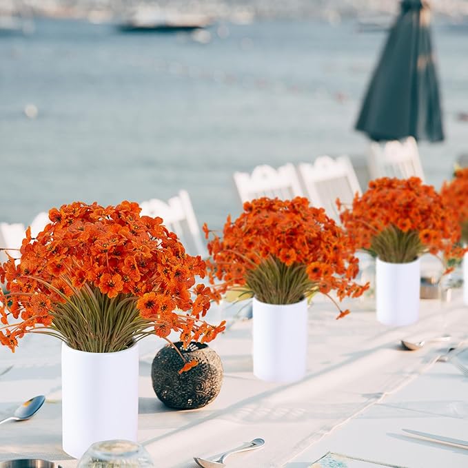 20 Bundles Artificial Fall Flowers Outdoor UV Resistant Fake Flowers No Fade Faux Plastic Plants Garden Porch Window Box Decorating (Fall Brown