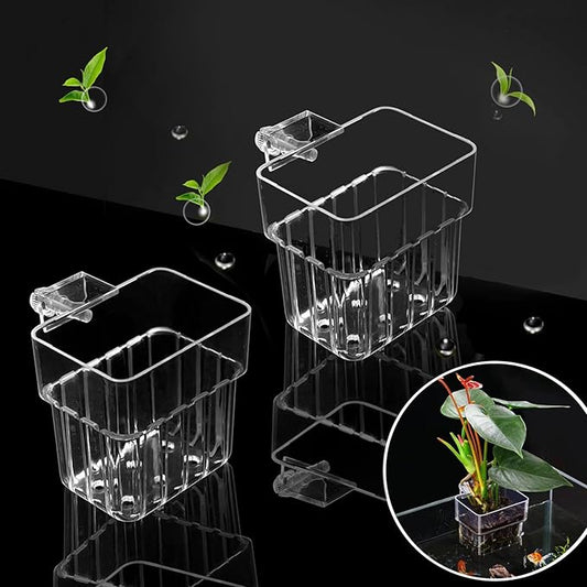2 PCS Aquarium Plant Holder Top Hanging Fish Tank Plant Pot Aquarium Planter Cups for Water Feature Decoration