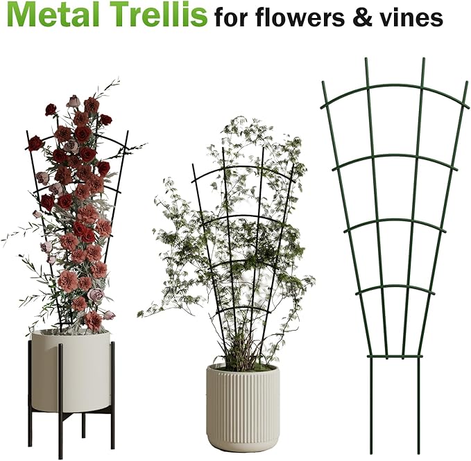 6-Pack Metal Trellis for Potted Plants, 43" Heavy Duty Garden Trellis for Climbing Plants, Rustproof Powder Coated Indoor/Outdoor Trellis for Climbing Vines, Flowers, Houseplants