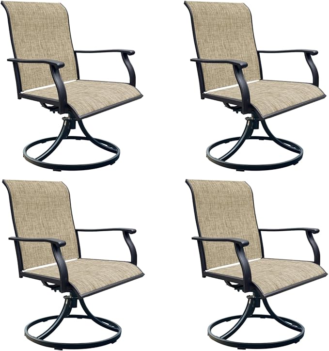 Patio Swivel Chairs Set of 4, Outdoor Dining Chairs with High Back, All-Weather Swivel Rocker Chair 400lb Weight Capacity, Outdoor Furniture for Backyard, Deck, Lawn, Porch or Garden