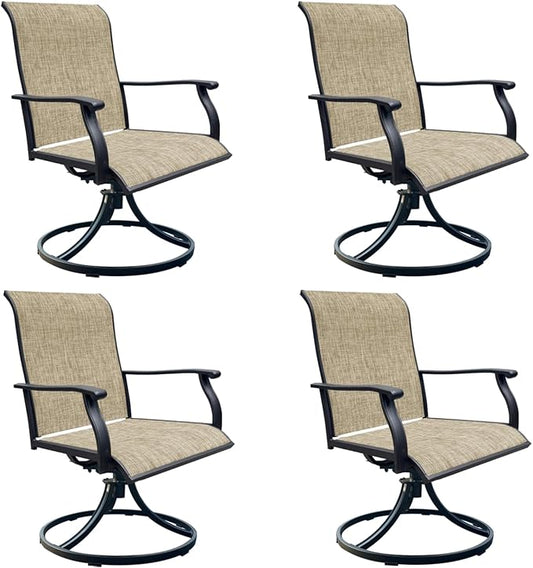 Patio Swivel Chairs Set of 4, Outdoor Dining Chairs with High Back, All-Weather Swivel Rocker Chair 400lb Weight Capacity, Outdoor Furniture for Backyard, Deck, Lawn, Porch or Garden