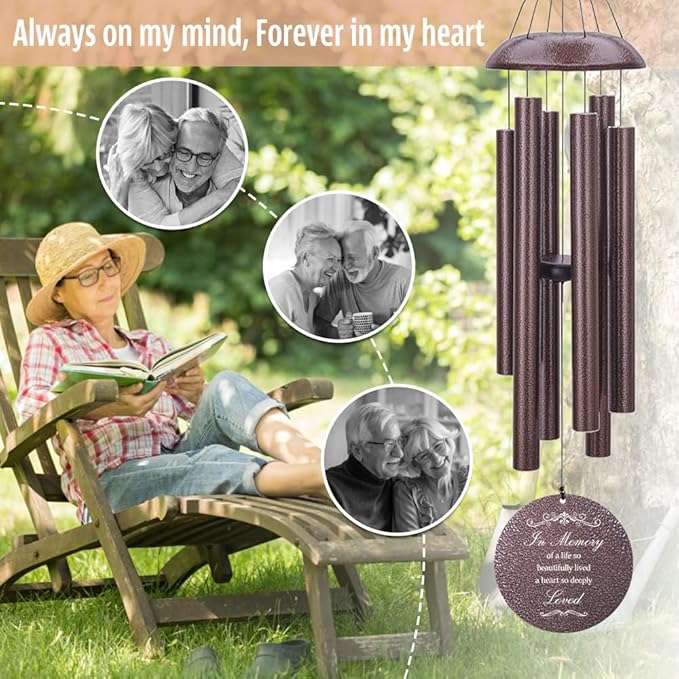Personalized Sympathy Wind Chimes, Sympathy Gift After Loss of Mom Dad, or Loved One, Memorial Garden Remembering a Loved One Memorial Gifts