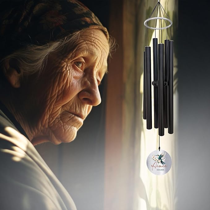 Personalized 36" Bereavement Wind Chimes for Outside, Memorial Gift in Remembrance of a Loved One, Sympathy Gift for Loss of Mother Father Husband, Garden Patio Decor