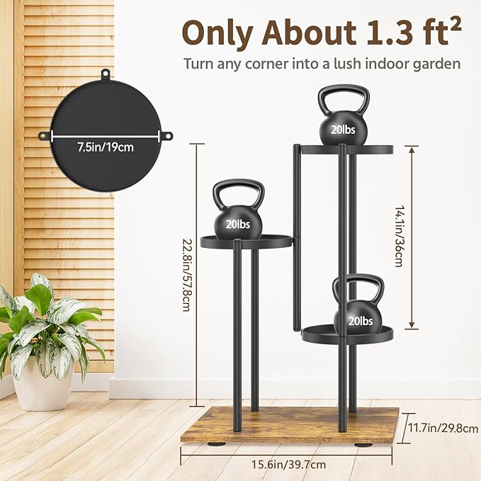 LASZOLA Black 3 Tier Plant Stand Indoor Heavy Duty Metal Planter Flower Holder Rack, Multi Modern Narrow Organizer, Floor Vertical Tower, Spiral Sturdy Decorate for House Bathroom Office Living Room