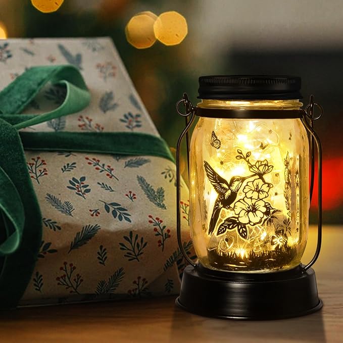 Hummingbird Solar Lantern Outdoor Garden Decor, Gifts for Women Mom Gradma Birthday Gifts, Hanging Solar Light Lawn Ornaments Home Decoration Outside for Yard, Patio,Backyard,Porch, Pathway Torch