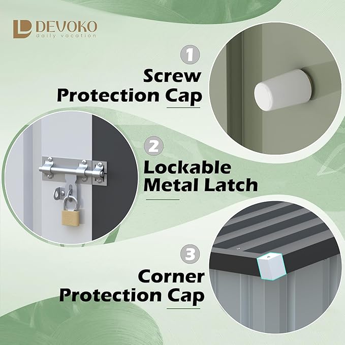 Devoko Outdoor Storage Shed 5 x 3 FT Lockable Metal Garden Shed Steel Anti-Corrosion Storage House with Single Lockable Door for Backyard Outdoor Patio (White)