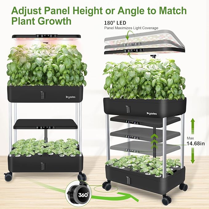 Hydroponics Growing System Indoor Garden - DRYADES 44 Pods Herbs Garden Kit Indoor with LED Grow Light Grow Anything Plants Germination Kit (No Seeds) Harvest Vegetable Lettuce for Home Kitchen