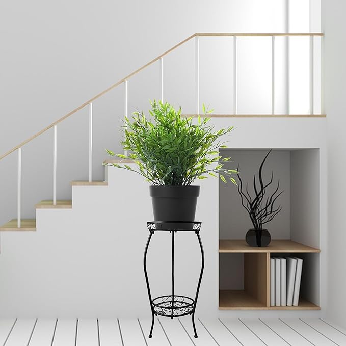 Metal Plant Stand 2 Tier Indoor Outdoor, Tall Flower Pot Shelf Rustproof Stable Heavy Duty Corner Stand, 28 inch Multiple Plant Display Rack for Living Room Patio Balcony Garden