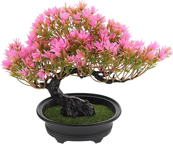 Artificial Bonsai Tree Flame Pine Faux Plants Indoor Small Fake Plants Decor with Plastic Pots for Home Table Office Desk Bathroom Shelf Bedroom Living Room Christmas Party Decoration 12.59x9.44 Inch