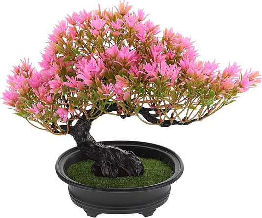 Artificial Bonsai Tree Flame Pine Faux Plants Indoor Small Fake Plants Decor with Plastic Pots for Home Table Office Desk Bathroom Shelf Bedroom Living Room Christmas Party Decoration 12.59x9.44 Inch