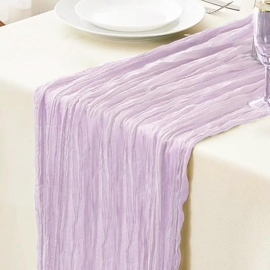 Le courant 10Ft Cheesecloth Table Runner, Rustic Boho Gauze Cheese Cloth Runner Table Runner for Weddings Bridal Baby Shower Birthday Holiday Parties Home Decor, Lilac