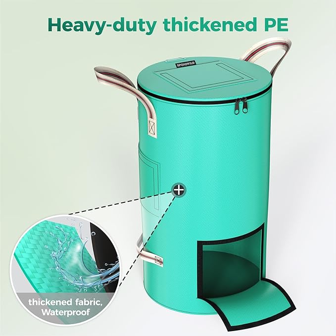 Compost Bin Outdoor - 32 Gallon Breathable Thickened Reusable Garden Yard Waste Bags, Composting Bin for Outside Garden with Faster Composting & Odor Reduction