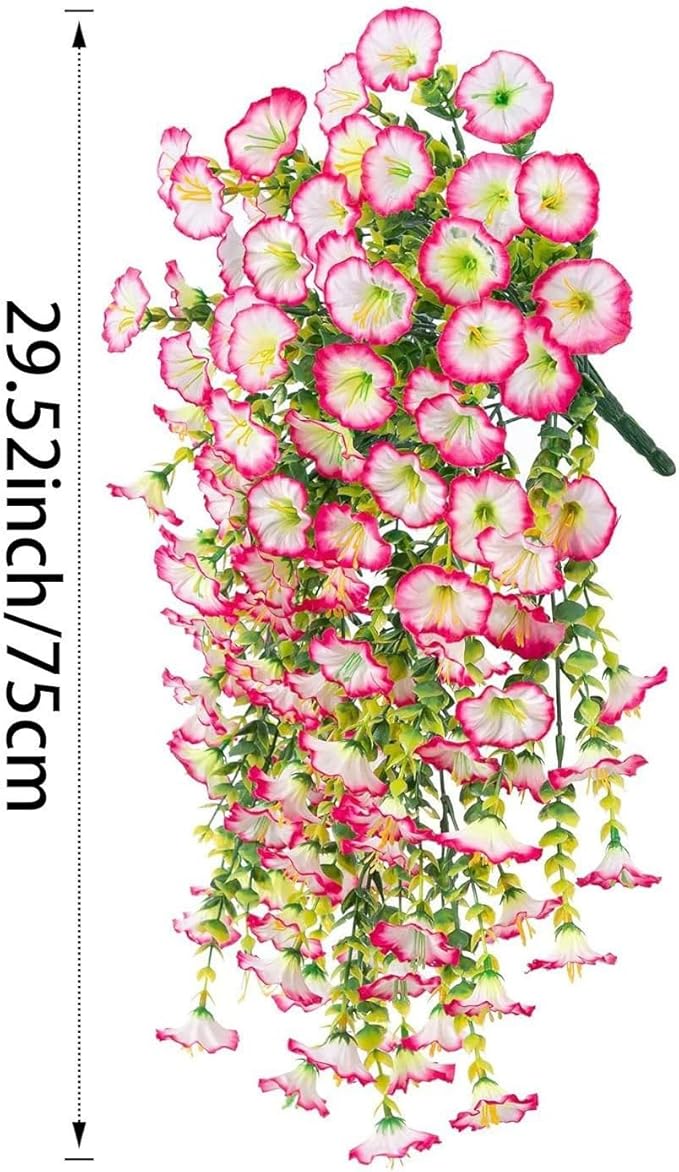 6-Pack Outdoor Faux Plants, 69-Flowered Large Morning Glory, Uv-Resistant Artificial Morning Glory,Perfect for Outdoor Decoration in All Seasons Such as Porches and Gardens (Light Pink)