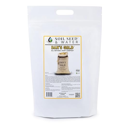 Soil Seed & Water Dan’s Gold Organic Dairy Compost – Rich, Aged Compost for Garden Beds, Raised Beds & Soil Enrichment - OMRI Listed Organic Fertilizer