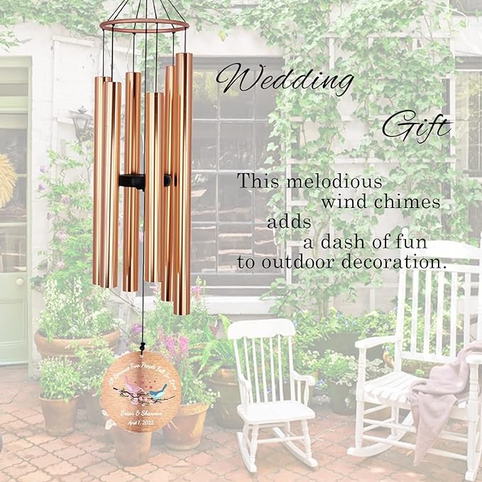 Personalized 20th 50th Anniversary Wind Chime, 36inch Happy Wedding Valentine's Day Gift for Wife Husband Men Women Sister, Golden Anniversary Keepsake Decorations for Parents Couples