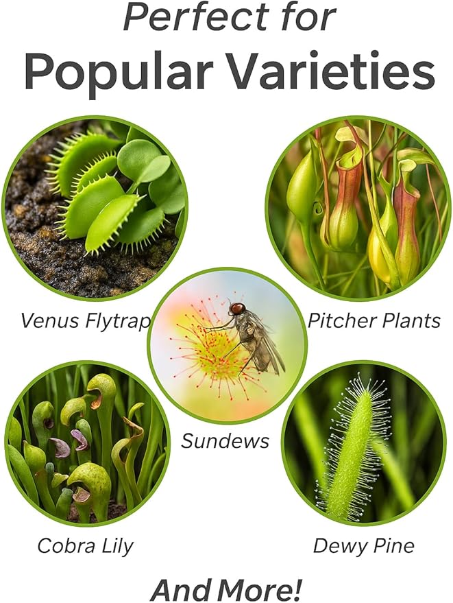 Gardenera Professional Carnivorous Plant Soil - Ready to Use for Venus Flytraps, Sundews, Pitcher Plants, Butterworts | Peat Moss, Coco Coir, Perlite - 5 Quart Bag