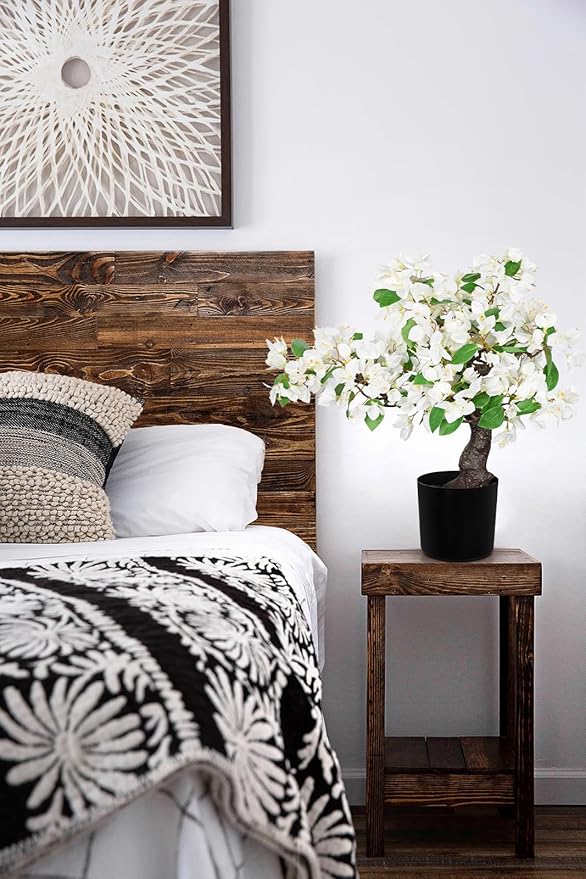 Briful Artificial Bougainvillea Flower Plant 20.8" Bougainvillea Bonsai Tree with Black Pot Silk Bougainvillea Floral Centerpiece for Home Office Room Table Shelf Mantle Decor(White)