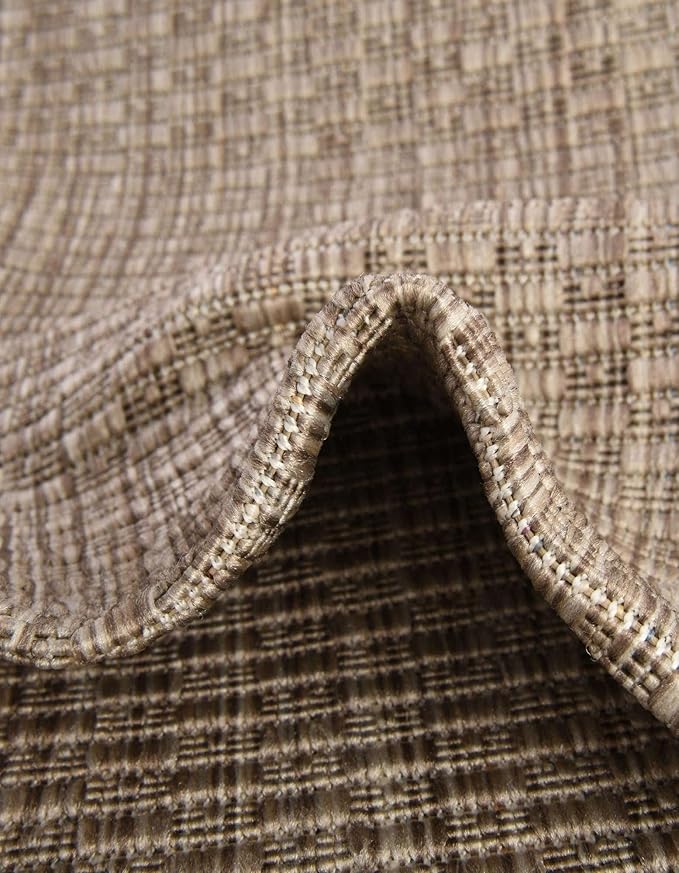 Unique Loom Collection Casual Transitional Solid Heathered Indoor/Outdoor Flatweave Area Rug (2' x 3' 1" Rectangle, Beige/Ivory)