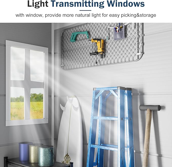 Outdoor Resin Storage Shed with Floor Included 5x3 FT, Waterproof Outside Sheds with Window Lockable Door, Plastic Sheds for Backyard Garden Patio Lawn Tools, Gray