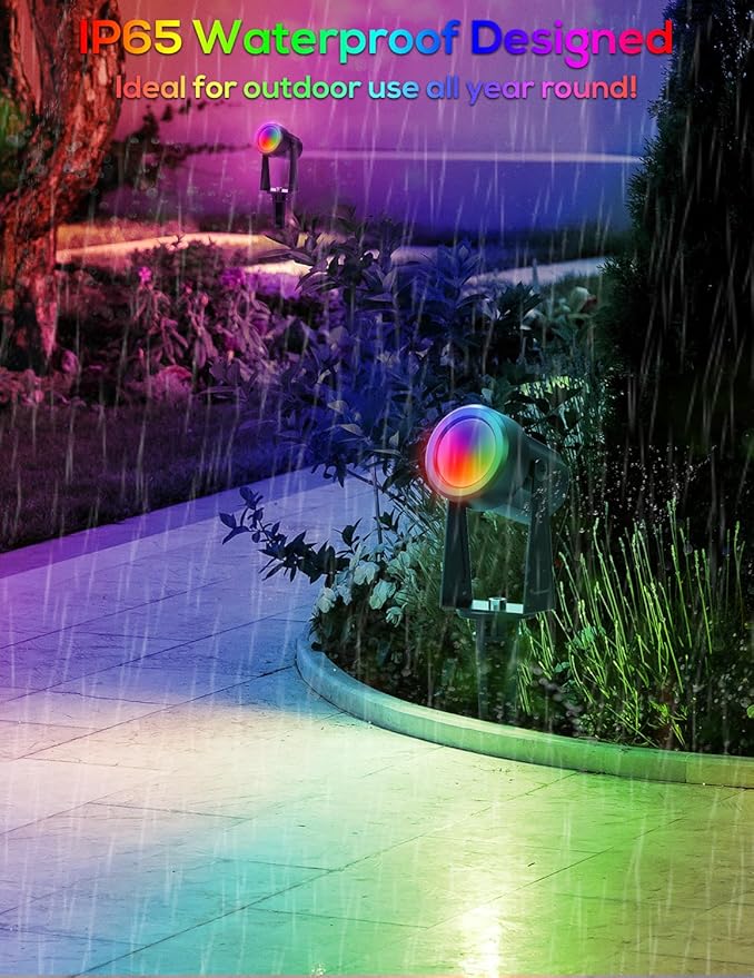 ZYAN Solar Spotlights Outdoor, Solar Landscape Lights with Remote Control, RGBW Colored Spot Lights for Yard, Garden, Lawn, Plant, Tree, Pool Areas, Auto On/Off, Dimmable & Waterproof (4 Pack)