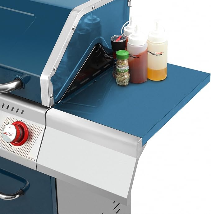 Royal Gourmet GA6402B 6 Burner Propane Gas Grill with Side Burner and Warming Rack, 74,000 BTUs, Cabinet Style Gas BBQ Grill for Barbecue Grilling & Backyard Cooking, Blue