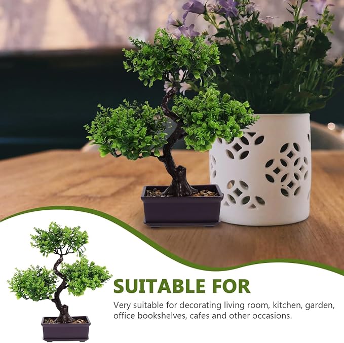 Cabilock Artificial Bonsai Tree, Fake Potted Bonsai Plants Decoration, Simulation Faux Plants Decor, Desktop Realistic Welcoming Pine Ornament for Home Office Entryway Chests Decor, Green