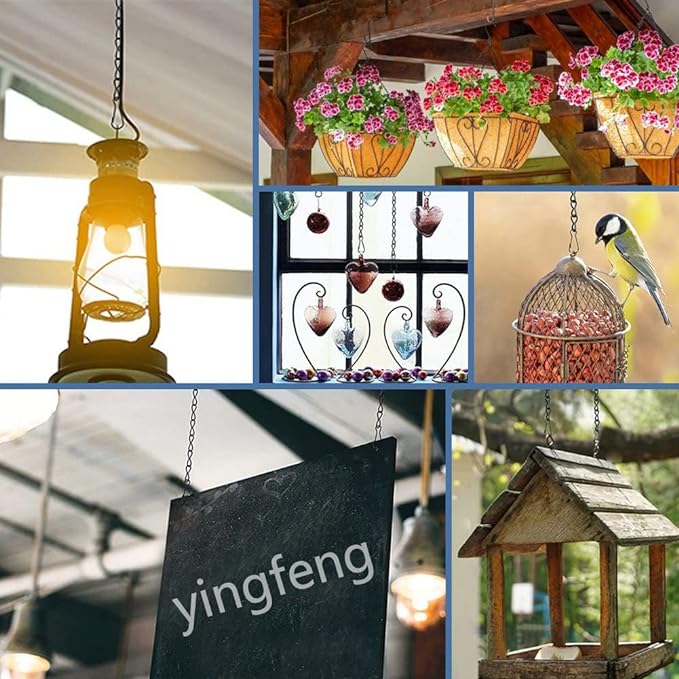 YINGFENG 10 Pack 9.5 Inch Black Hanging Chains, Garden Plant Hangers for Hanging Bird Feeders, Billboards, Chalkboards, Basket, Planters, Lanterns, Wind Chimes and Decorative Ornaments Etc.