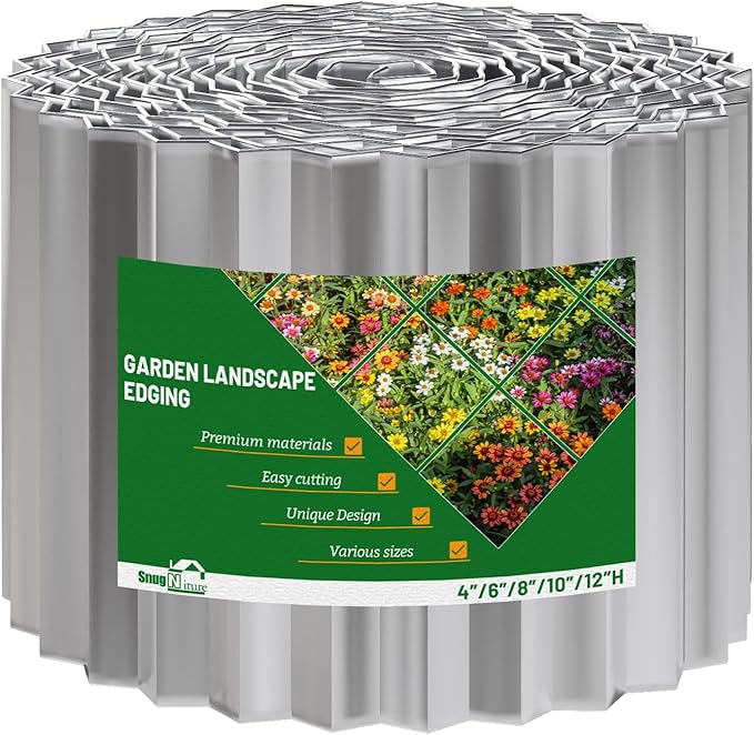 SnugNiture Corrugated Metal Garden Edging,6" x 50' Sturdy Lawn Edging Border,Landscape Edging Border for Lawn, Flower Bed,Garden and Yard