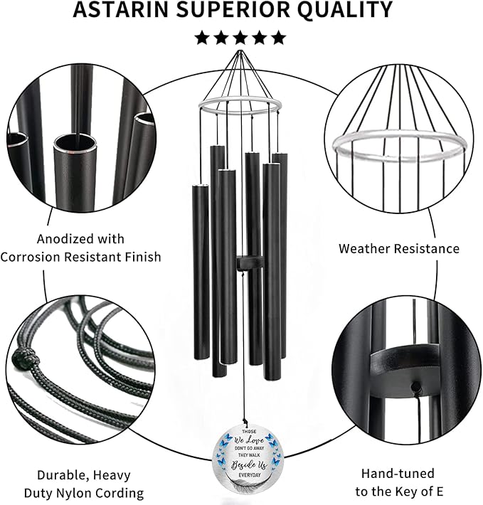 Personalized 36" Bereavement Wind Chimes for Outside, Memorial Gift in Remembrance of a Loved One, Sympathy Gift for Loss of Mother Father Husband, Garden Patio Decor