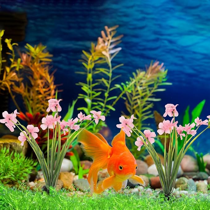 Balacoo 2 Pcs Pink Fish Tank Decor: Plastic Realistic Aquarium Plants, Silk Aquarium Plants for Betta Fish Tank Landscaping Decorations (Pink, 8.3 Inch)