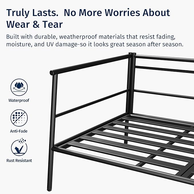 EAST OAK Patio Furniture Set Life Chatter 5-Seat Outdoor Furniture Deep Seating & Two Coffee Tables Waterproof Extra-Thick Cushions Porch, Balcony & Backyard Grey