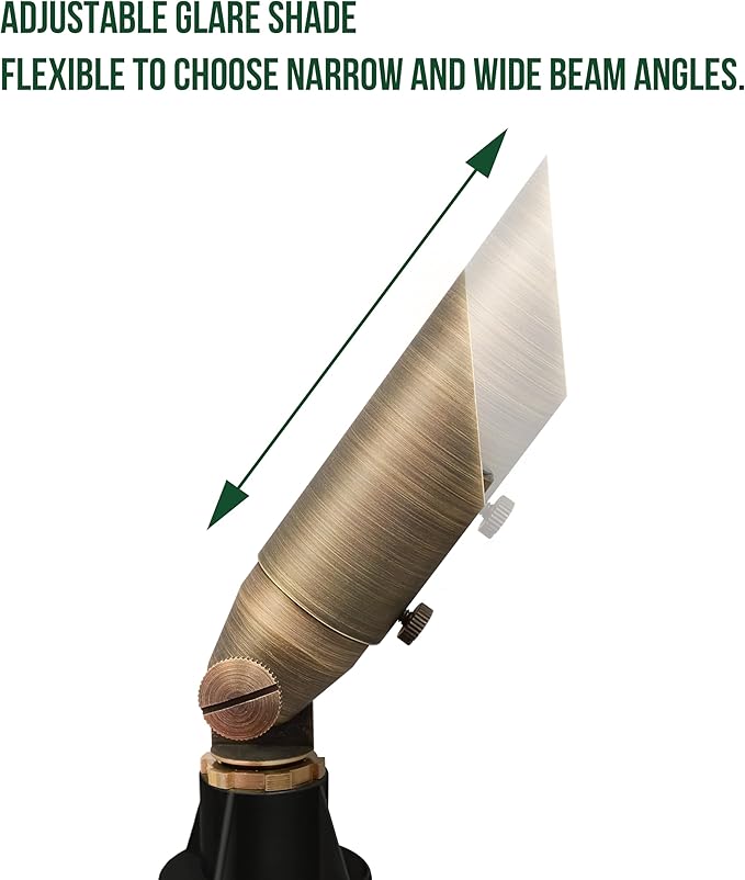 GKOLED Low Voltage Solid Brass LED Spotlight, Outdoor Waterproof Landscape Lighting with MR8 Bulb, Adjustable Uplights with Stake for House Garden Trees Lawn Patio Yard Fence, 3W 12V 180LM 2700K