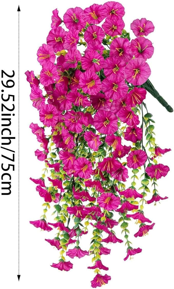 6-Pack Outdoor Faux Plants, 69-Flowered Large Morning Glory, Uv-Resistant Artificial Morning Glory,Perfect for Outdoor Decoration in All Seasons Such as Porches and Gardens (Light Purple)