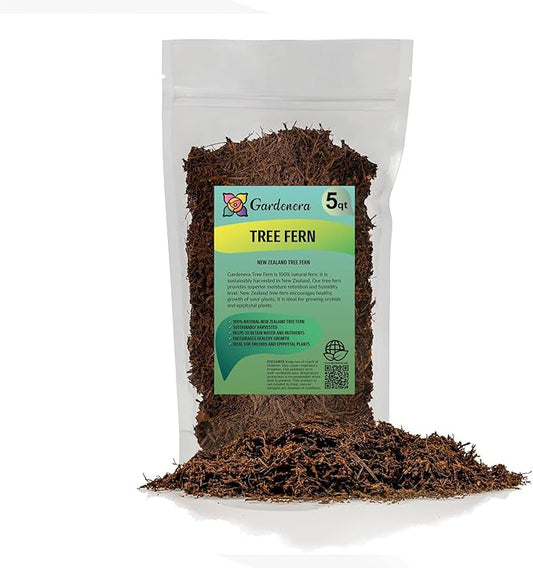 Premium New Zealand Tree Fern by GARDENERA - Orchid and Epiphytal Plants Growing Medium and Reptile Substrate - 5 Quart Bag